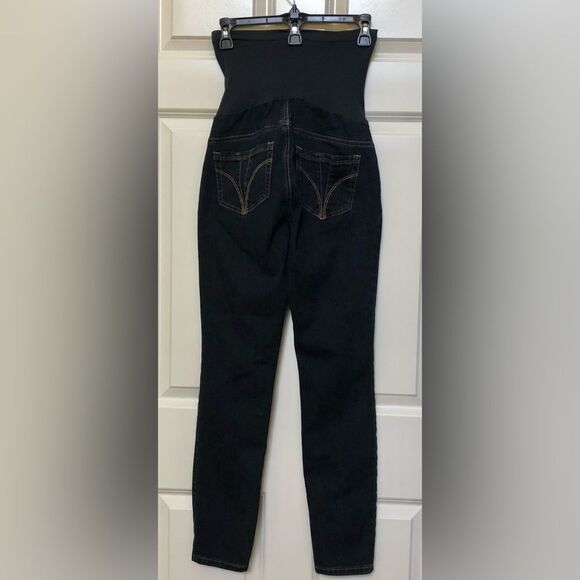 INDIGO BLUE MATERNITY JEANS MATERNITY SIZE SMALL DARK BLUE STRETCH DEMIN STRAIGH - Picture 10 of 11